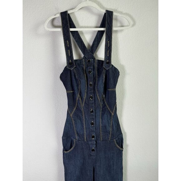 CHICK By NICKY HILTON Blue Denim Jean Overalls Womens Size 28 Adjustable Straps - Picture 7 of 15